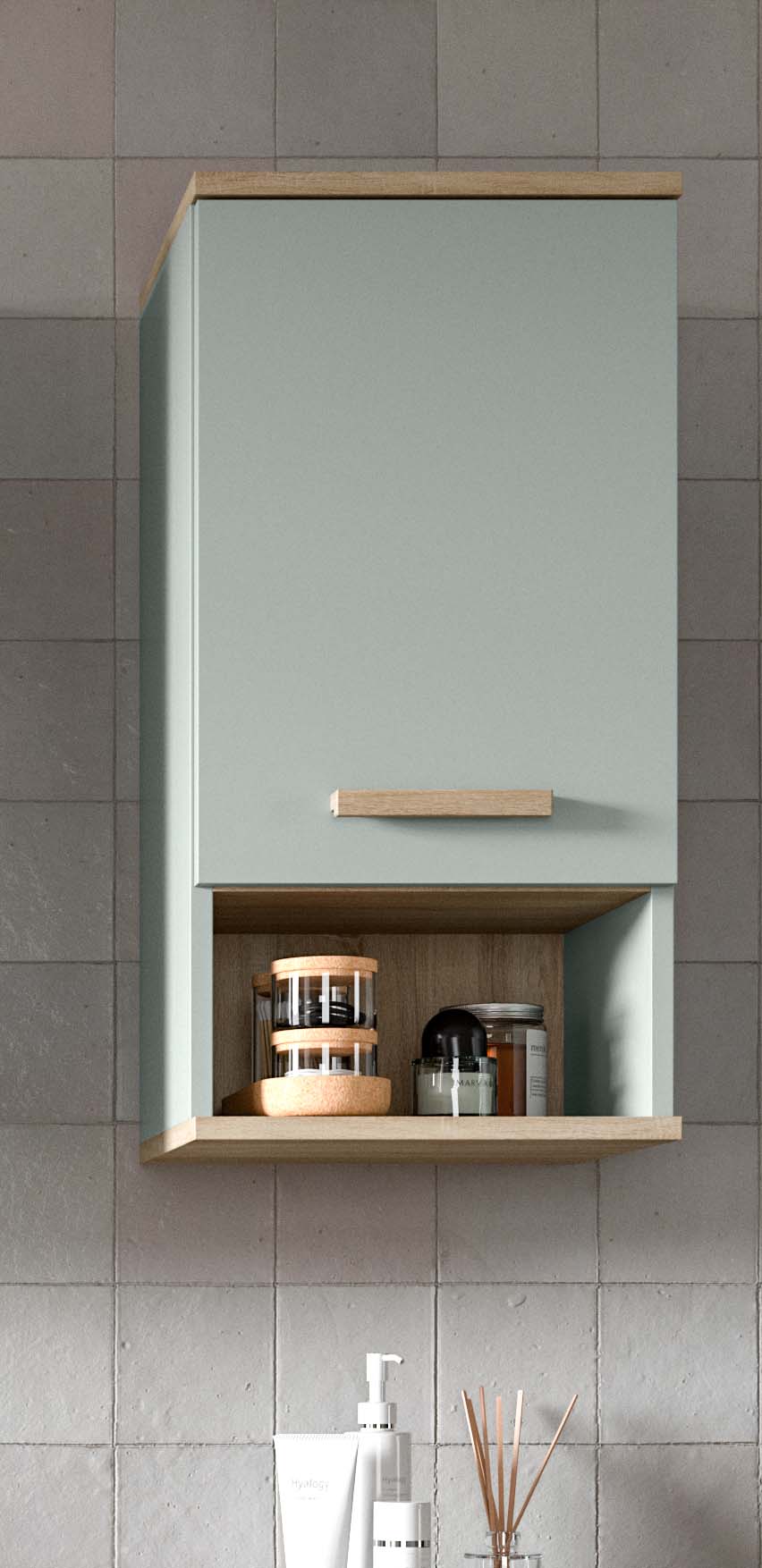 Wall cabinet STAR (W/H/D: approx. 34/68/28 cm) in light green/light green