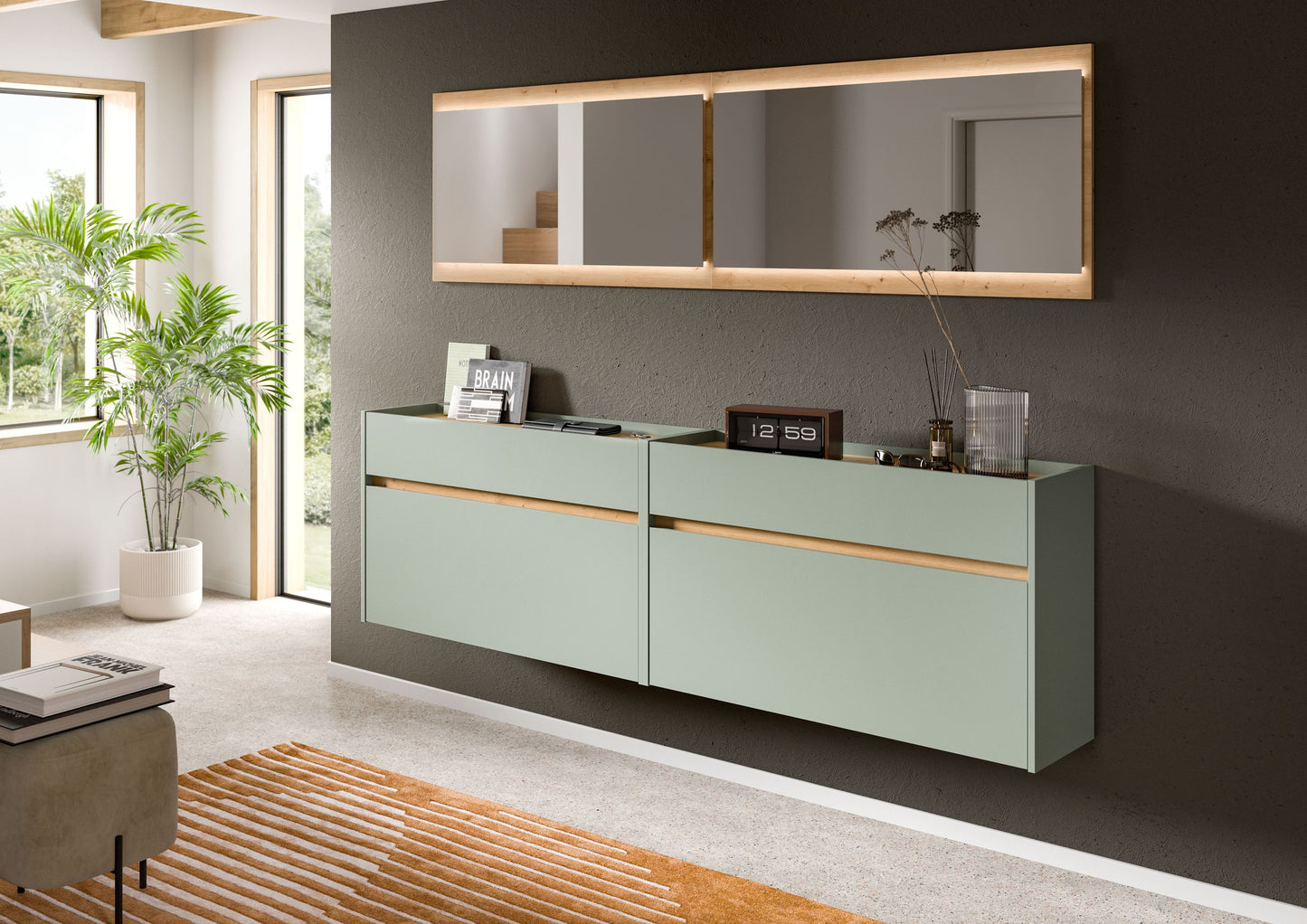 Homes & Jones Garderobe 4-tlg. inkl. Beleuchtung, Dielenmöbel-Flurmöbel
