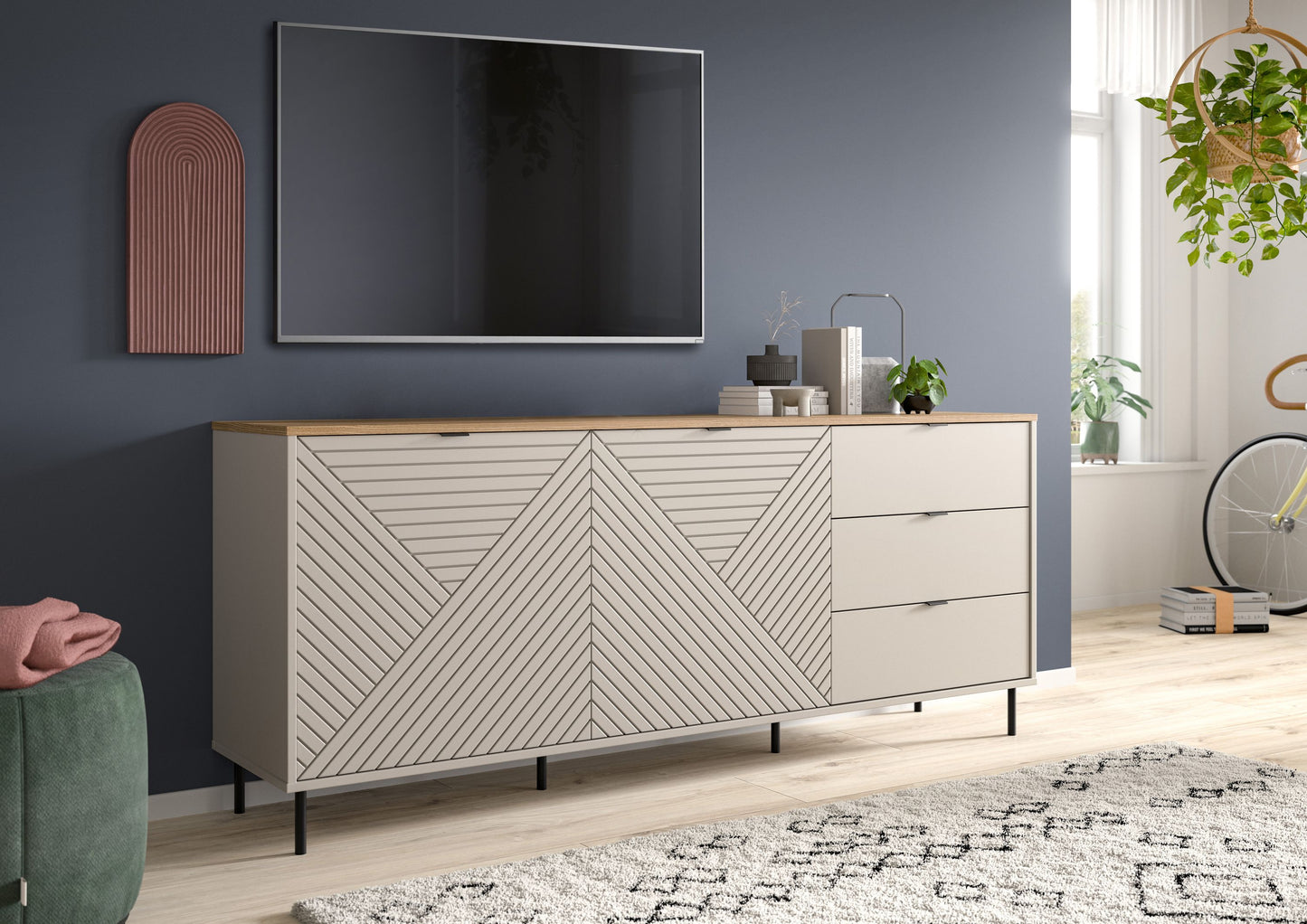Buffet CAMPUS (L/H/P : env. 184/75/40 cm) en cachemire/cachemire
