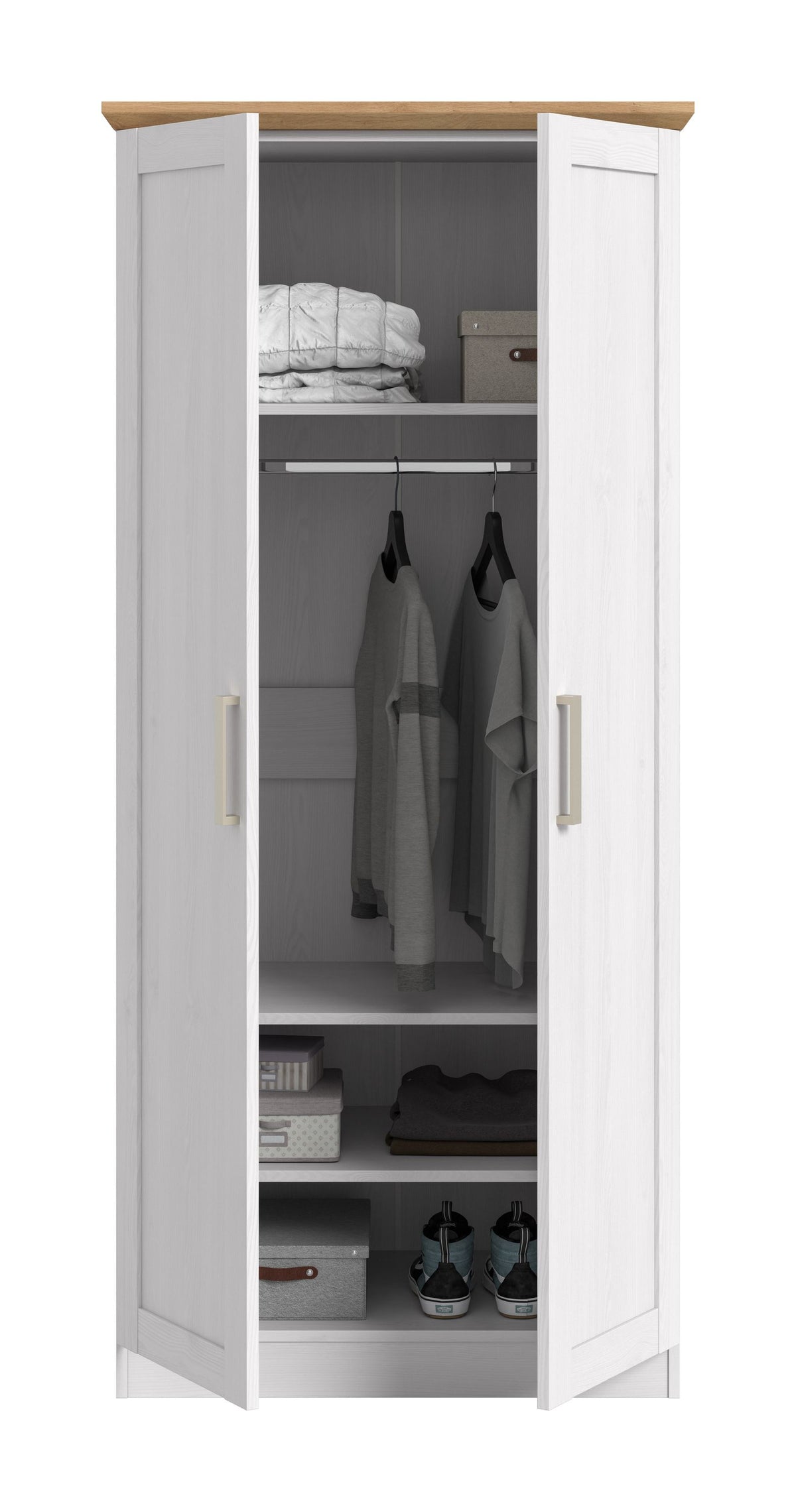 Wardrobe 2-door FLORENZ (W/H/D: approx. 84/185/54 cm) in Sibiu Larch finish/Sibiu Larch finish