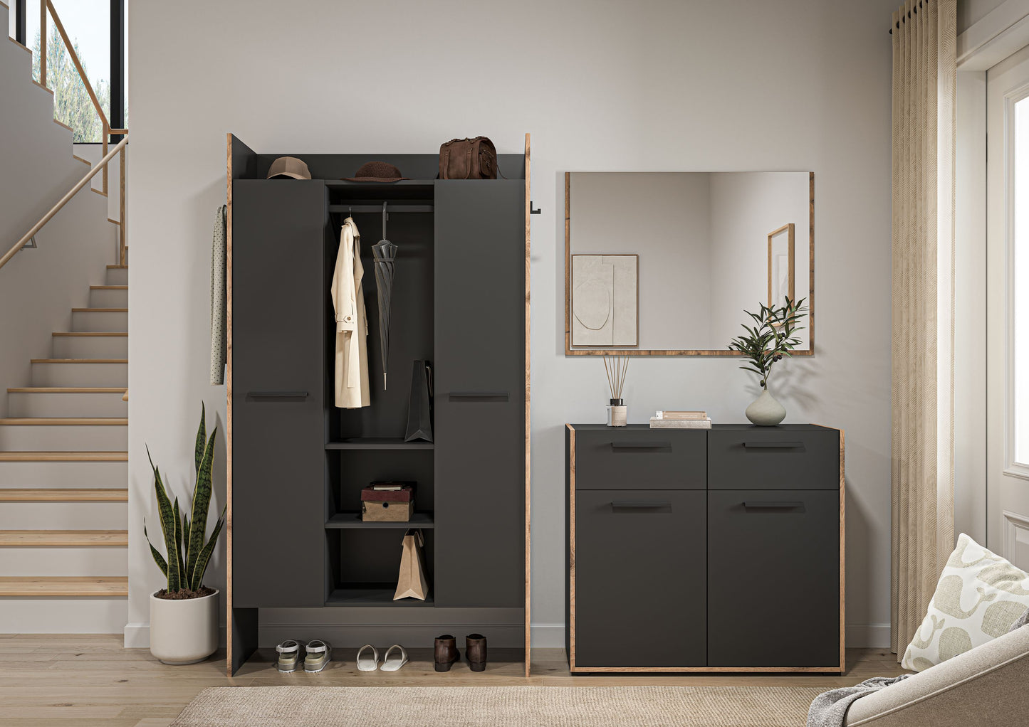 Homes & Jones Garderobe 3-tlg. Garderoben Set, Flurmöbel-Dielenmöbel