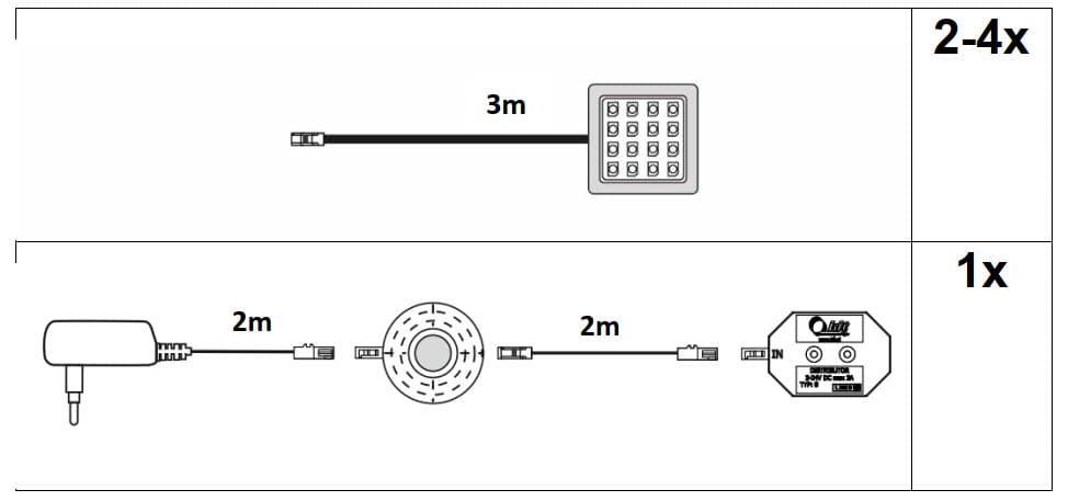 Spot encastrable Blanc froid, lot de 4 LUMINAIRES (L/H/P : env. 22/8/5 cm) en --/--
