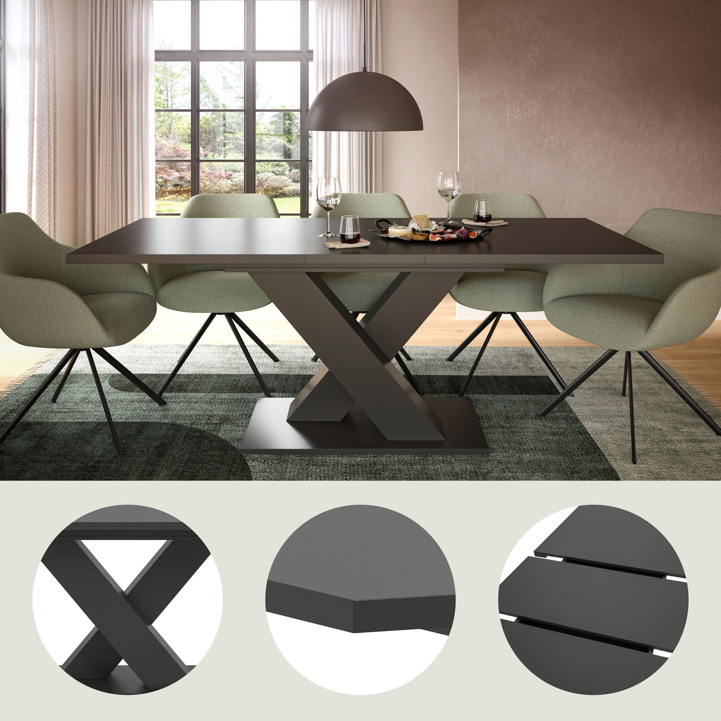 Homes & Jones Esstisch 150x76x90 cm, Esszimmertisch-Tisch mit V-Gestell