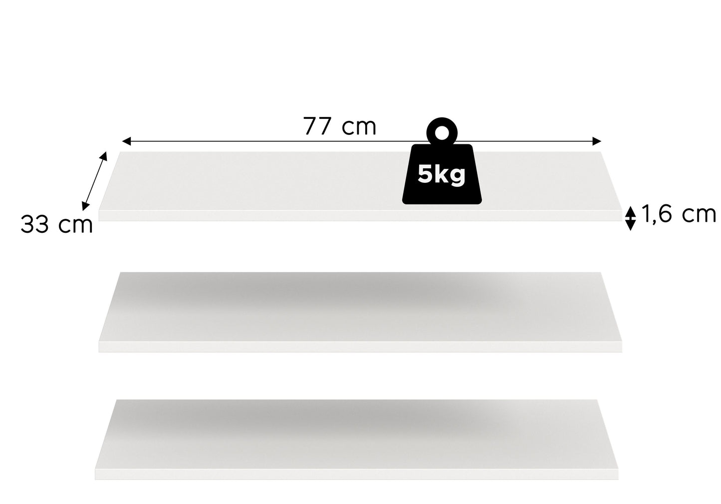Kit d'étagères ACCESSOIRES (L/H/P : env. 77/2/33 cm) en blanc/blanc