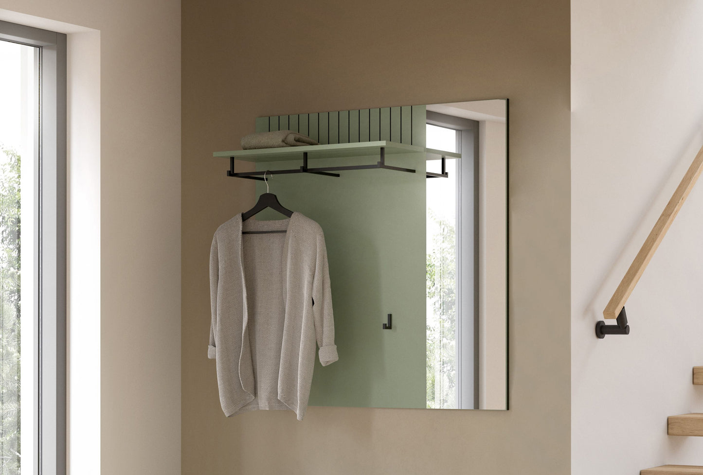 Homes & Jones Garderobenpaneel mit Hutablage und Kleiderstange, Flurmöbel-Diele