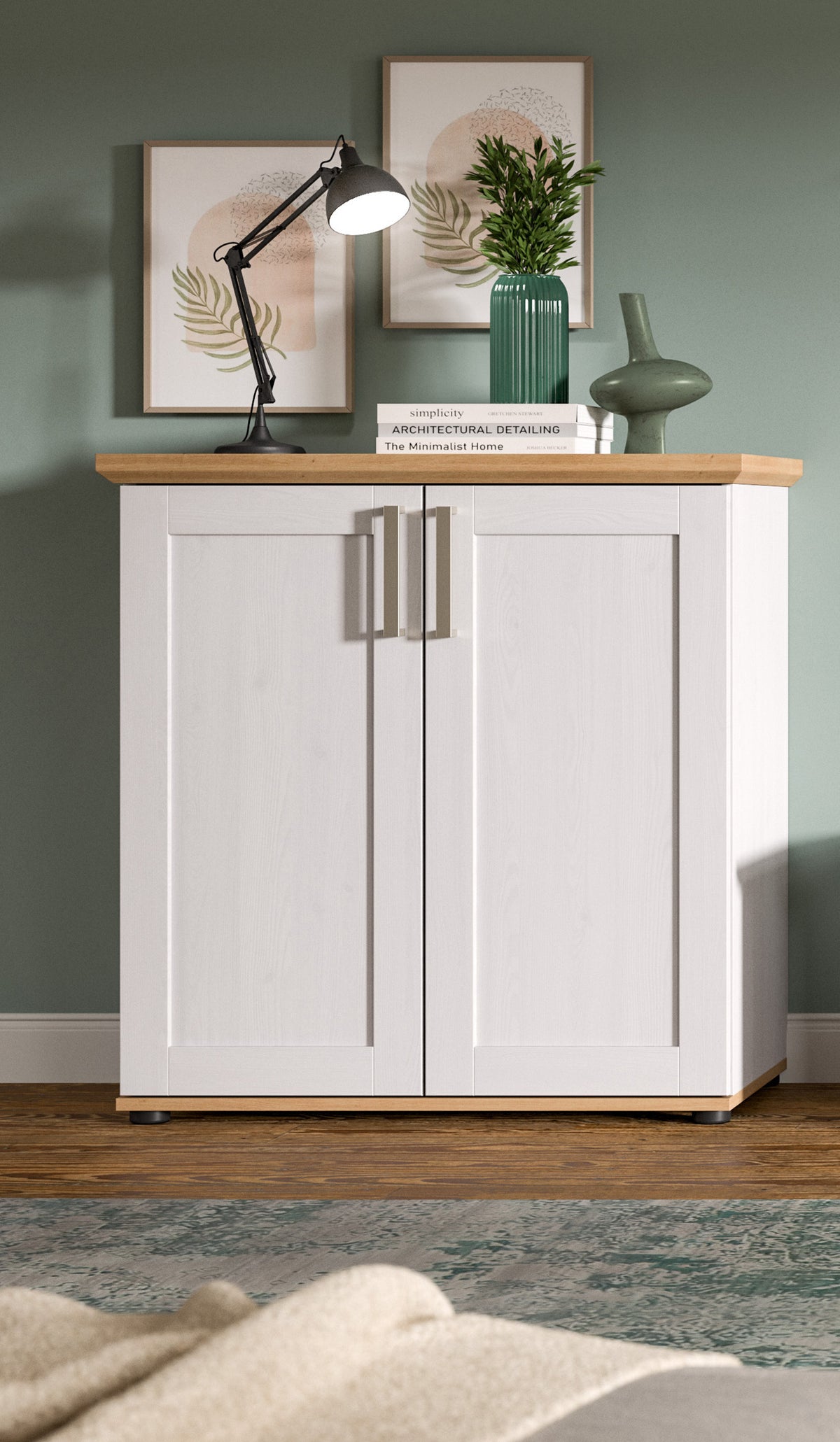 Highboard VERONA (L/H/P : env. 84/88/37 cm) en imitation mélaminé mélèze Sibiu/imitation mélaminé mélèze Sibiu