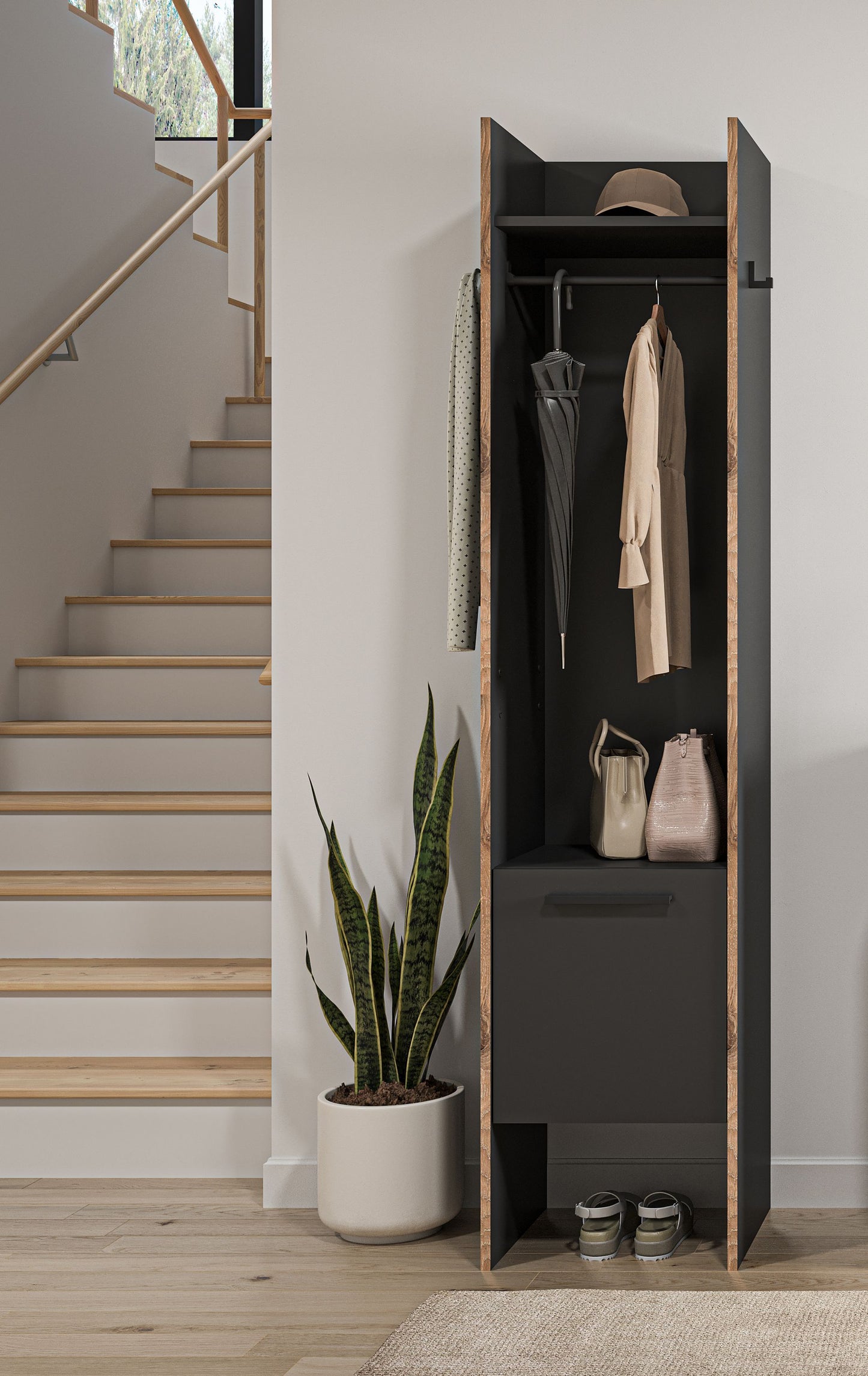 Homes & Jones Garderobenhochschrank mit Kleiderstange, Hutablage und Schrankfach