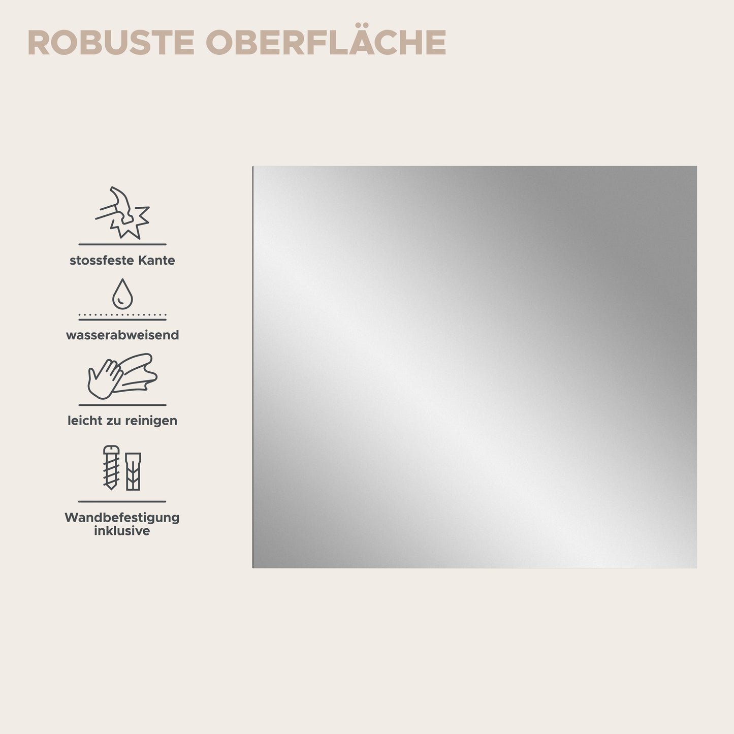 Homes & Jones Spiegeloberfläche, robust und leicht zu reinigen (Grafik)