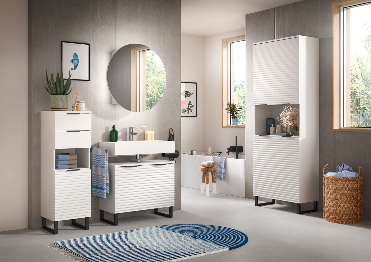 Runder Bad-Spiegelschrank mit Rundspiegel, 70 cm