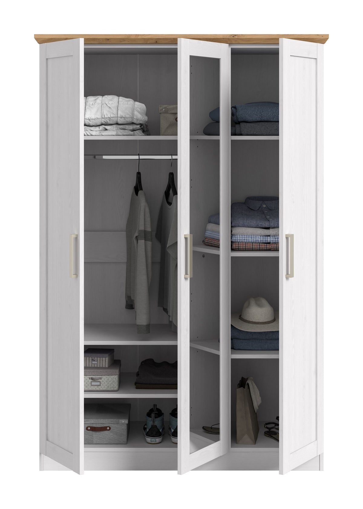 3-door wardrobe FLORENZ (W/H/D: approx. 124/185/54 cm) in Sibiu Larch reproduction/Sibiu Larch reproduction