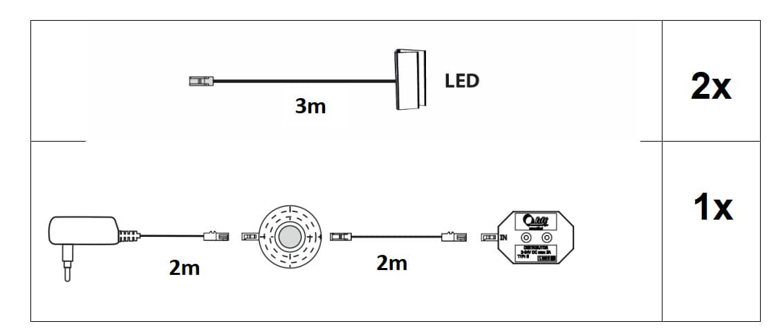 Clip en verre LUMINAIRE blanc froid, lot de 2 (L/H/P : env. 10/5/5 cm) en --/--