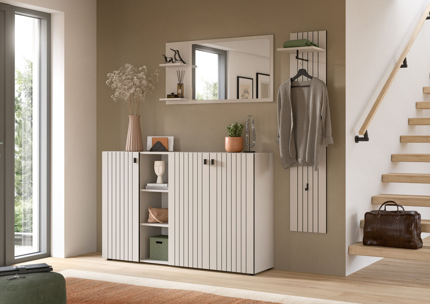 Homes & Jones Garderobe 3-tlg. Garderoben Set, Flurmöbel-Dielenmöbel