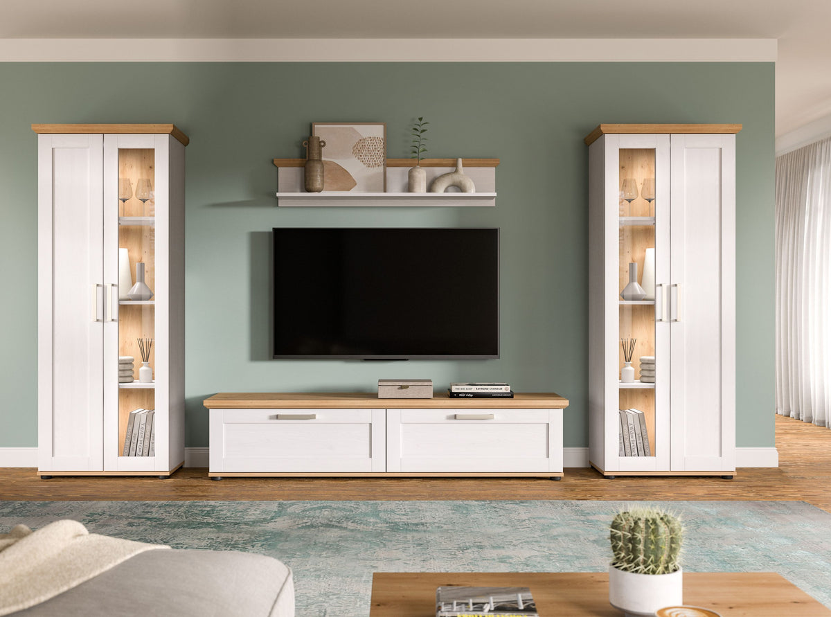 VERONA wall unit (W/H/D: approx. 316/161/40 cm) in Sibiu Larch reproduction/Sibiu Larch reproduction
