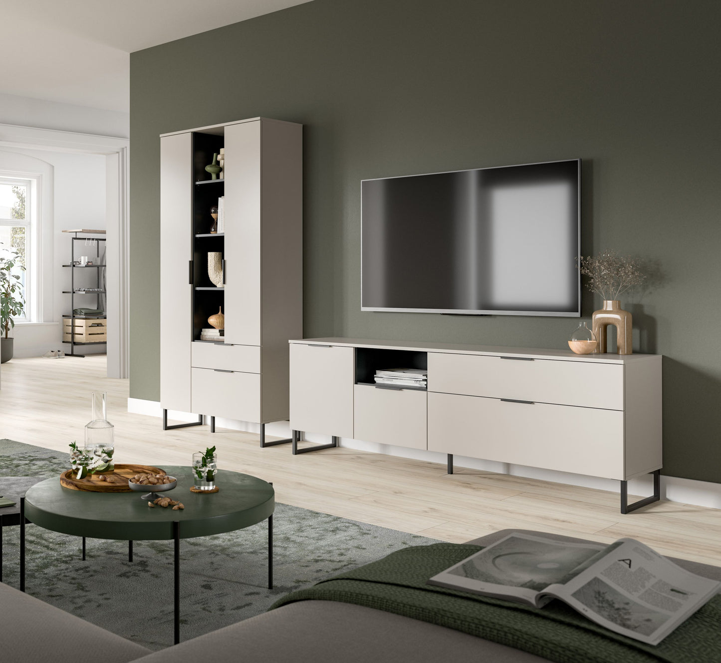 Homes & Jones Wohnzimmerschränke Set 2-tlg., Wohnwandset Kaschmirfarben
