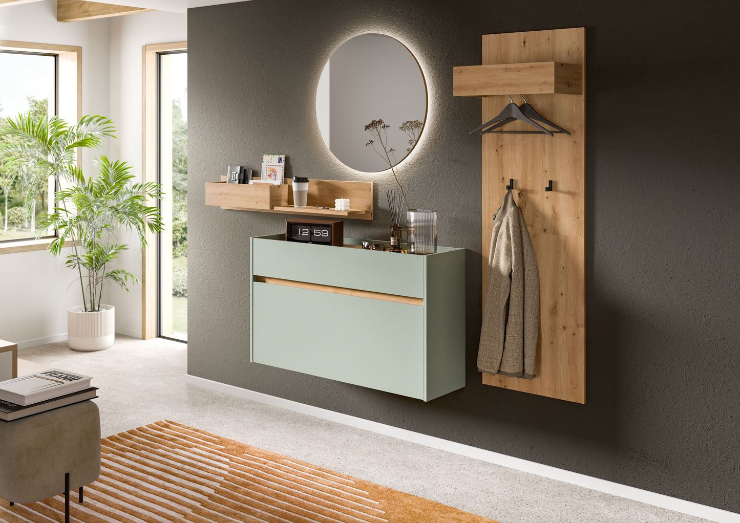 Homes & Jones Garderobe 4-tlg. inkl. Beleuchtung, Dielenmöbel-Flurmöbel