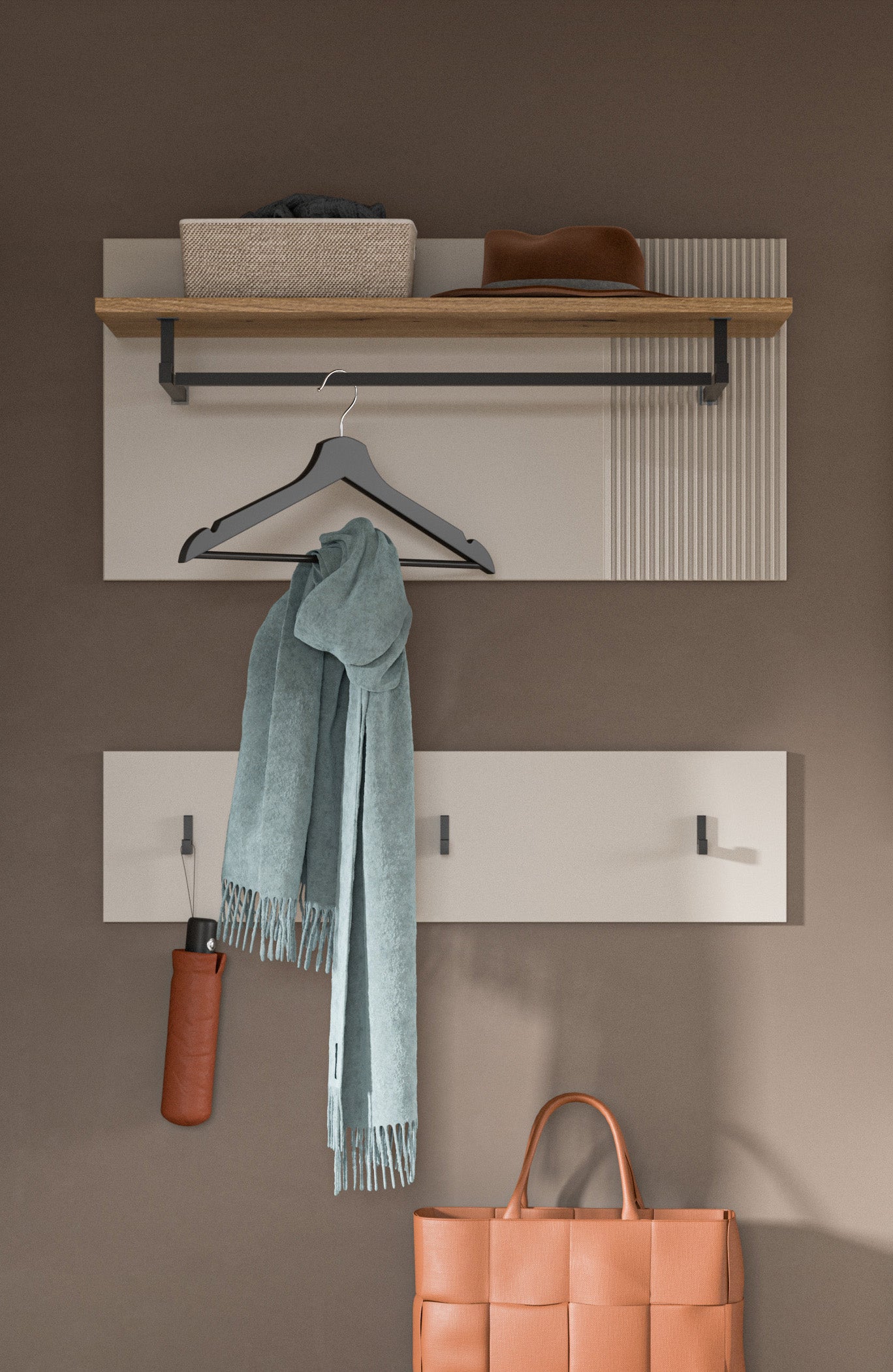 Homes & Jones Garderobenset 2-tlg, Paneel mit Haken und Paneel mit Hutablage