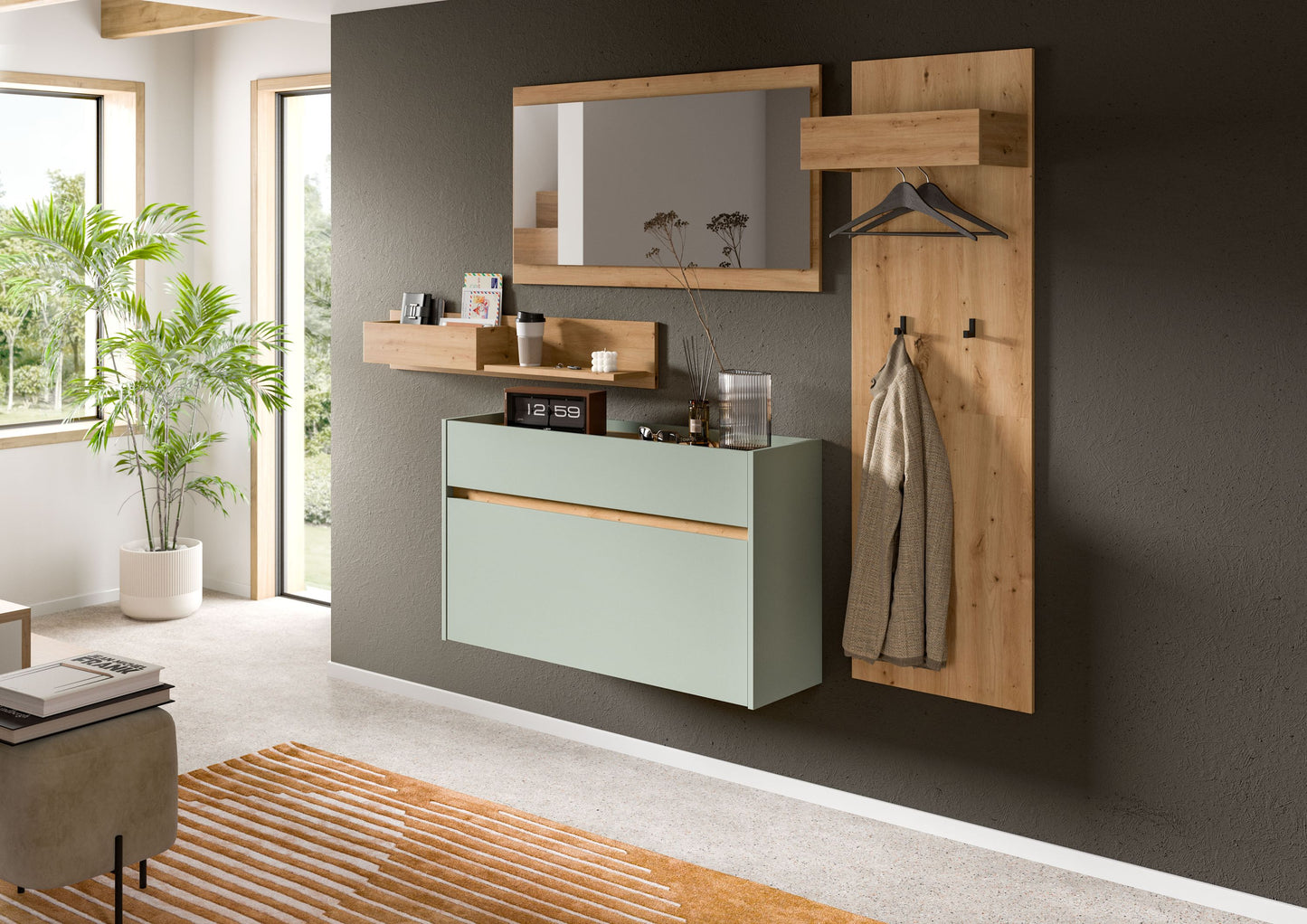Ensemble de vestibule DRIVE (L/H/P : env. 205/192/32 cm) en sauge/sauge