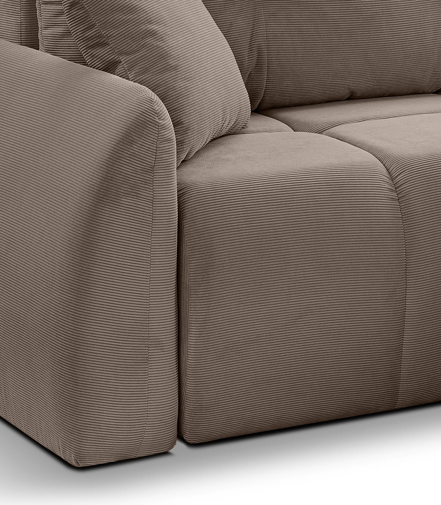 Canapé convertible d'angle Sancho Long – Canapé d'angle tendance en velours côtelé avec fonction couchage