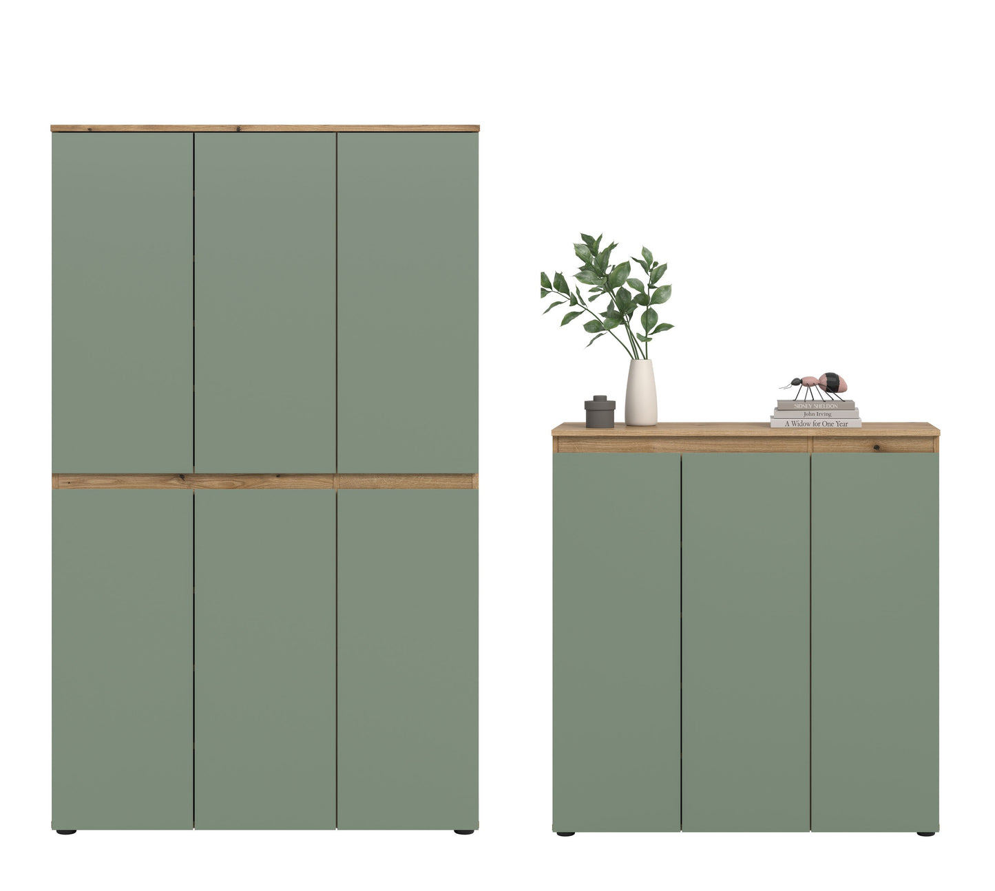 Armoire universelle SCARPA (L/H/P : env. 235/175/37 cm) en vert fumée/vert fumée