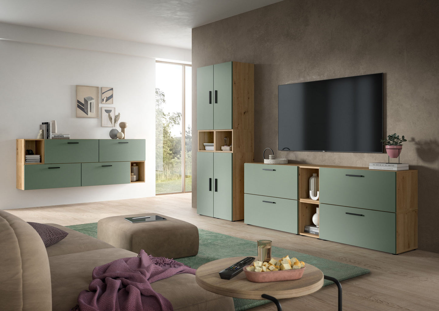Homes & Jones Wohnwand 2-tlg. TV Möbel Modular Lowboard, Wohnzimmerschrank