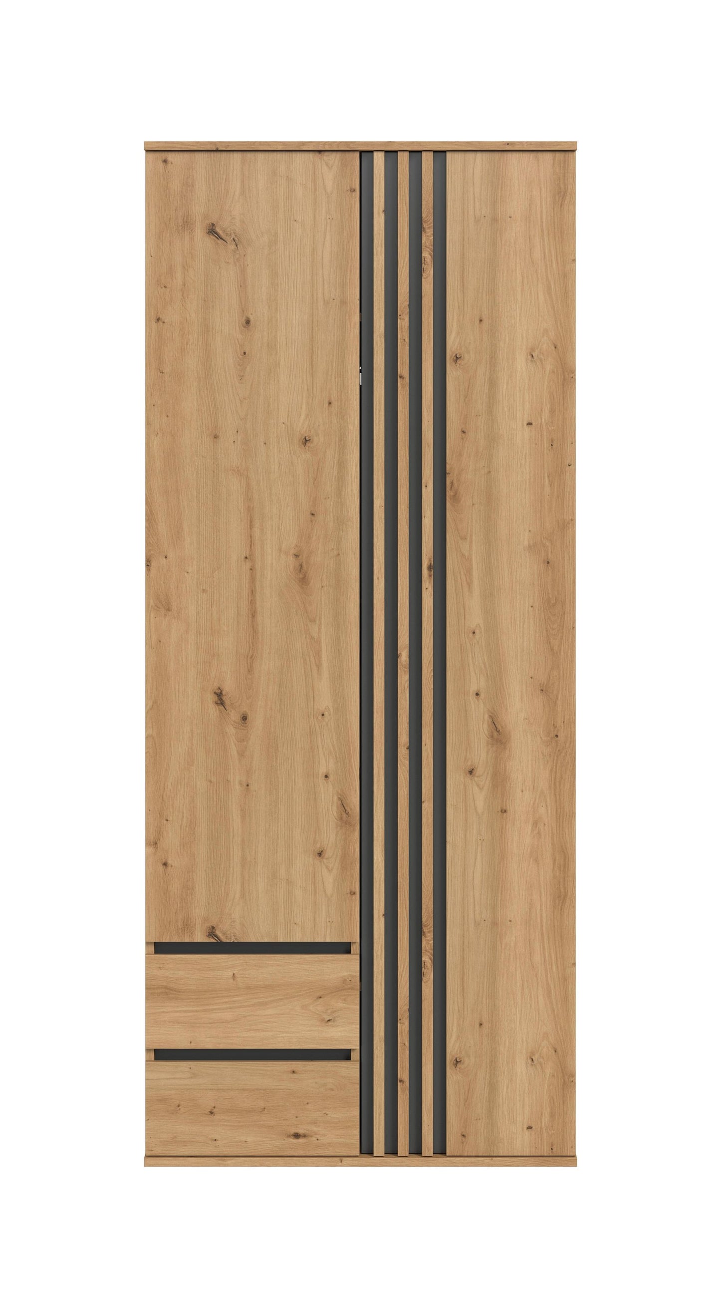 Homes & Jones Kleiderschrank 80 cm breit 2-türig, Schlafzimmerschrank
