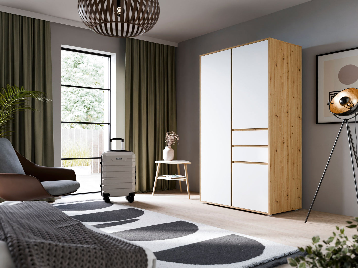Homes & Jones Kleiderschrank 100 cm, Jugendzimmerschrank mit Schubladen