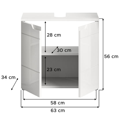 Homes & Jones Waschbeckenunterschrank weiß Hochglanz Front, Badschrank