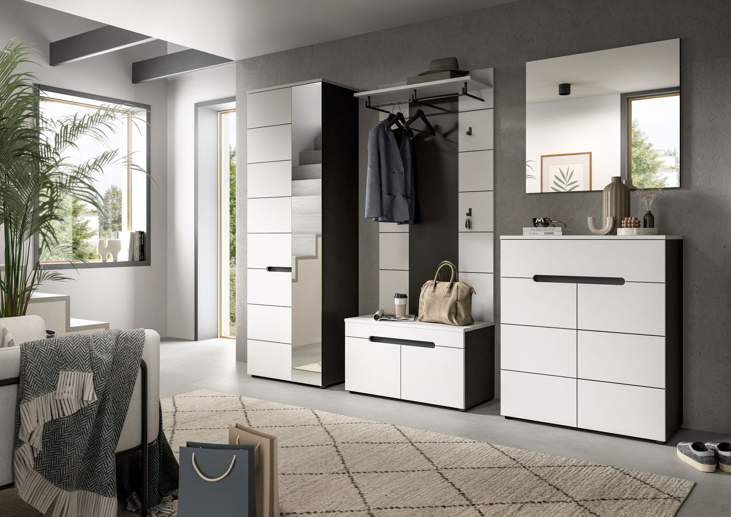 Homes & Jones Garderoben Set 5-tlg., Flurmöbelkomplett Set, Dielenkomplettset