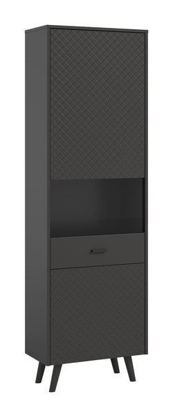 Vitrine LINEA (l/h/p : env. 58/195/37 cm) gris/gris mat