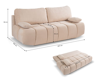 Canapé convertible Lauder – Canapé tendance en velours côtelé avec fonction couchage