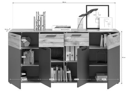Homes & Jones Kommode breite 180 cm, Sideboard, Wohnzimmerschrank