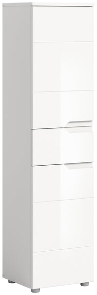 Colonne de salle de bain SOLERO (L/H/P : env. 38/151/34 cm) en blanc/blanc brillant