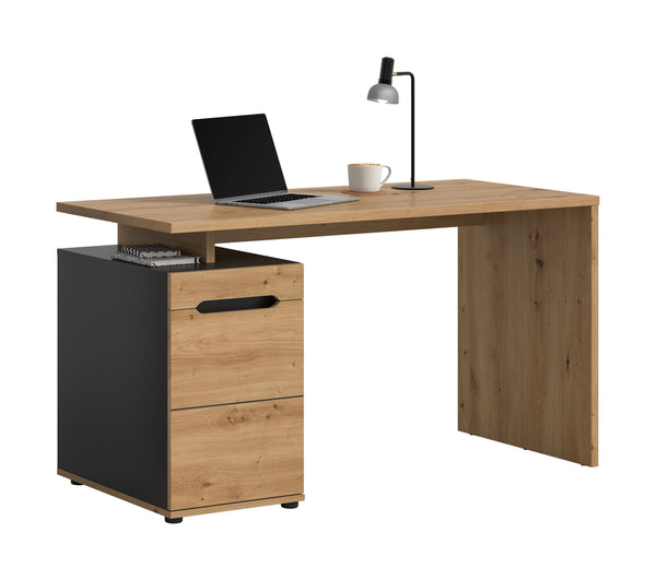 Bureau CANU (L/H/P : env. 140/75/60 cm) en gris basalte/imitation artisan