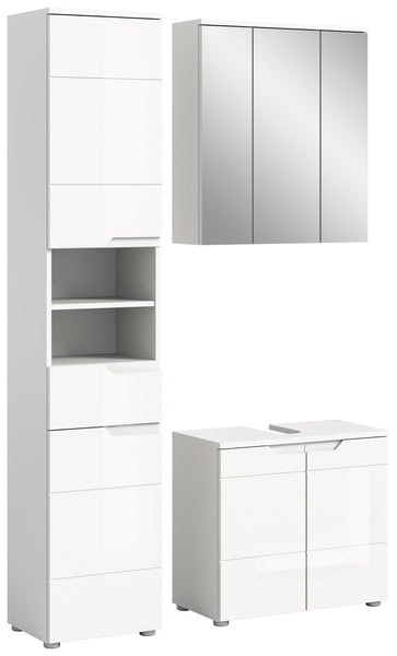 Ensemble de salle de bain SOLERO (L/H/P : env. 116/193/34 cm) en blanc/blanc brillant