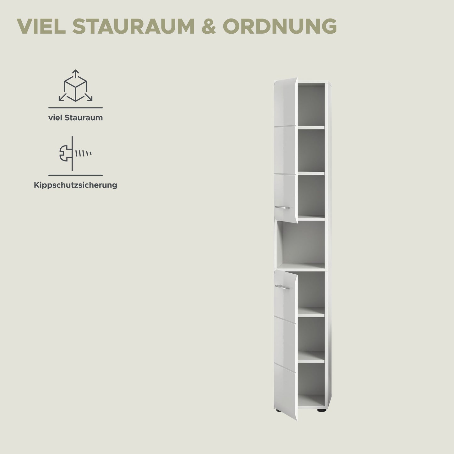 Homes & Jones Badhochschrank schmal 30 cm breit, Badschrank, Badmöbel