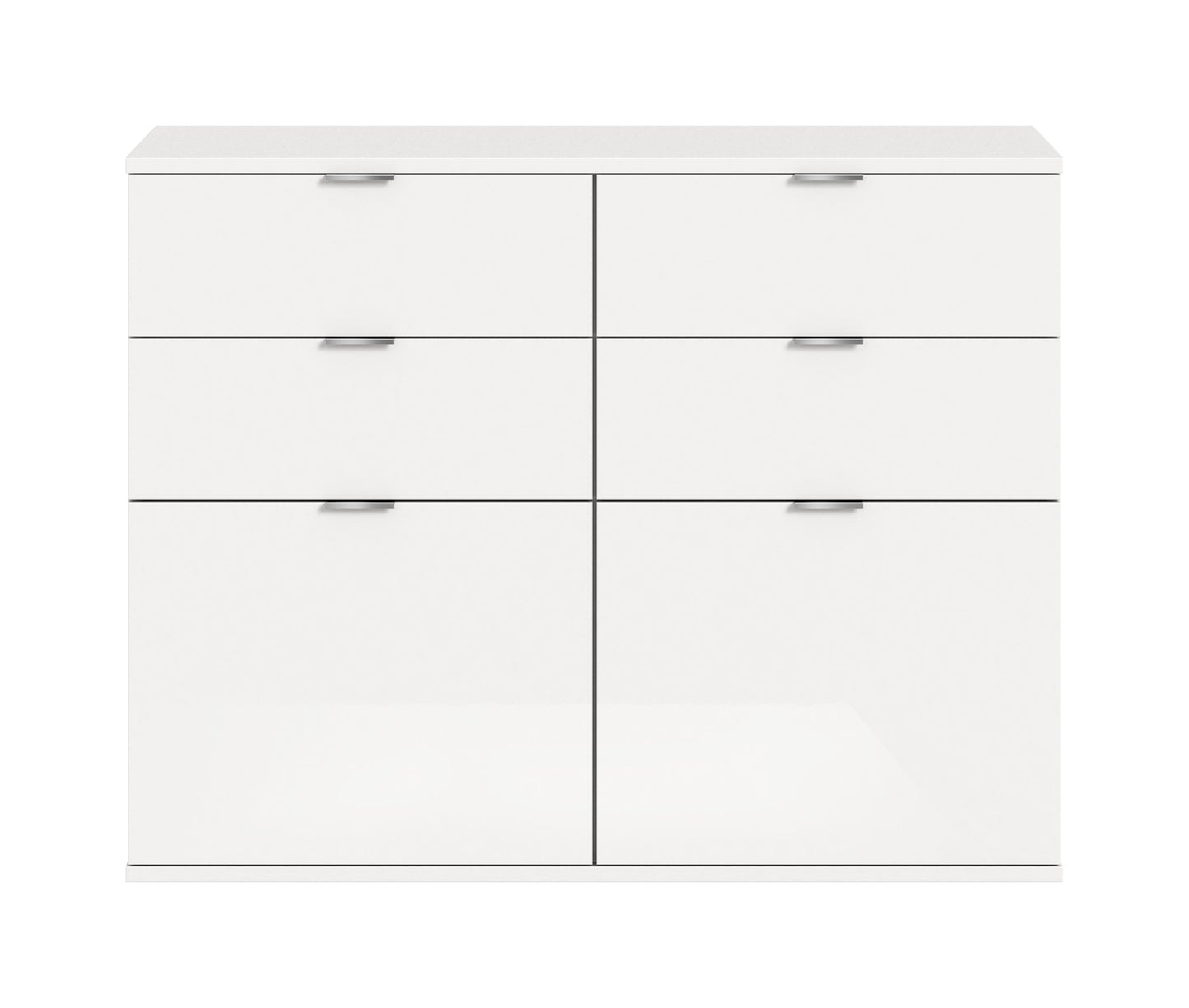 Commode PROJET X (L/H/P : env. 110/85/38 cm) en blanc/blanc brillant