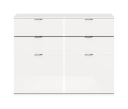 Commode PROJET X (L/H/P : env. 110/85/38 cm) en blanc/blanc brillant