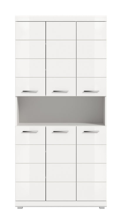 Scout Hochschrank breit  (B/H/T: 90x191x31 cm) in Weiß hochglanz und Weiß