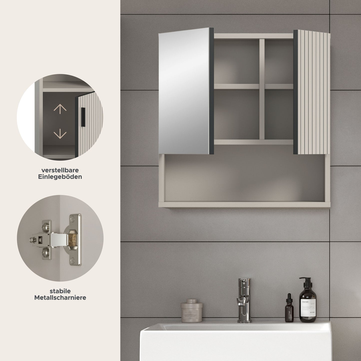 Armoire de toilette MONE (L/H/P : env. 60/55/17 cm) en Cachemire/Cachemire