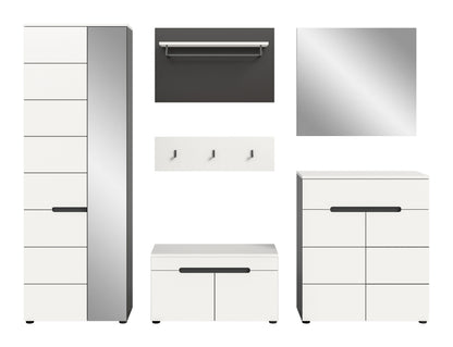 Ensemble d'entrée CANU (L/H/P : env. 255/190/37 cm) en gris basalte/vert fumée