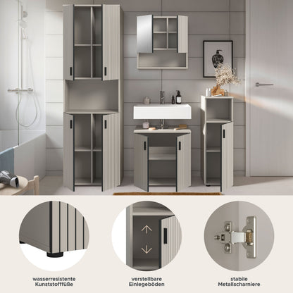 MONE Bathroom Furniture Set (W/H/D: approx. 180/192/30 cm) in Cashmere/Cashmere