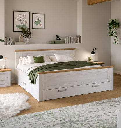 Homes & Jones Bett 180x200 Landhausstil, Bett mit Bettkasten im Landhausstil