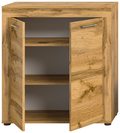 Highboard JAM (L/H/P : env. 80/88/35 cm) en imitation chêne Wotan/gris