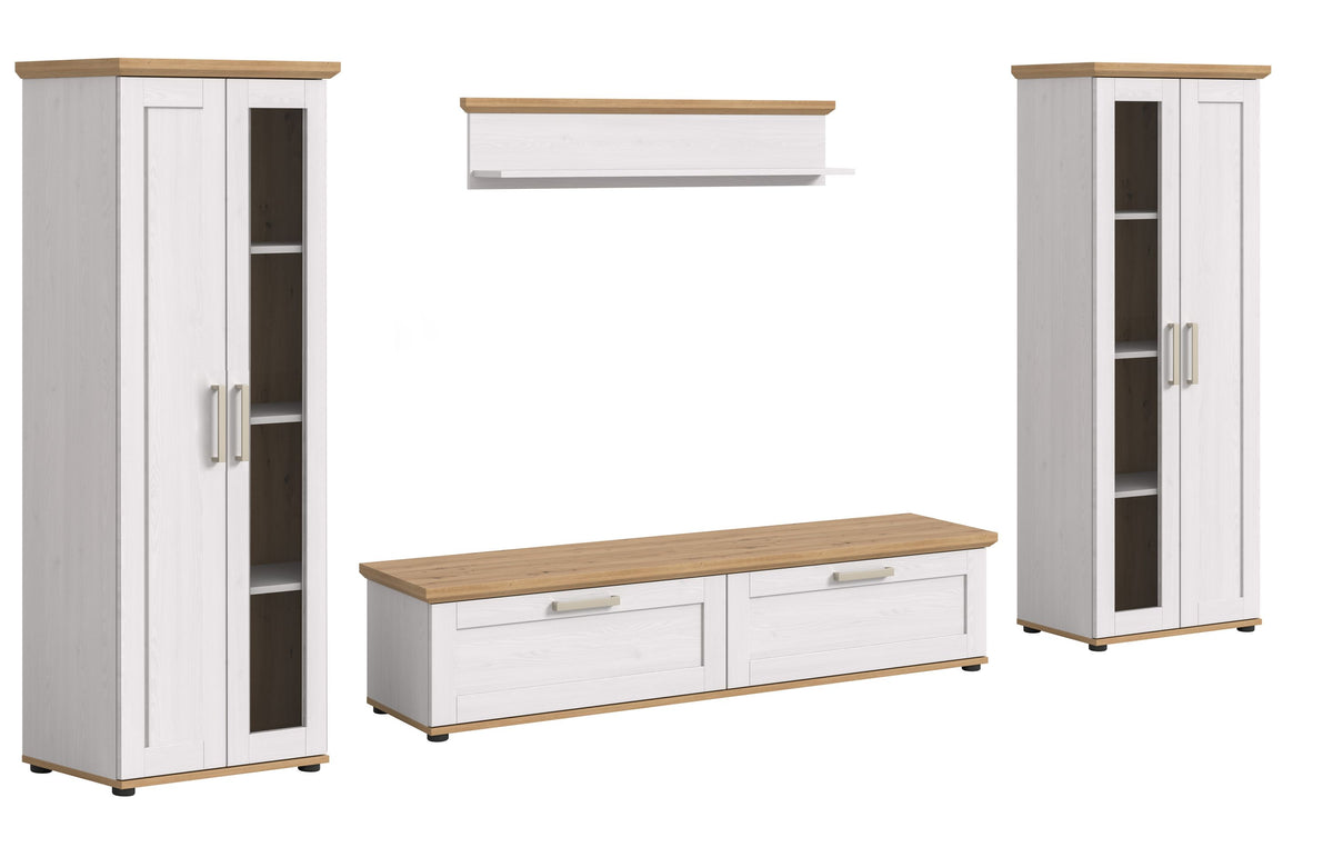 VERONA wall unit (W/H/D: approx. 316/161/40 cm) in Sibiu Larch reproduction/Sibiu Larch reproduction