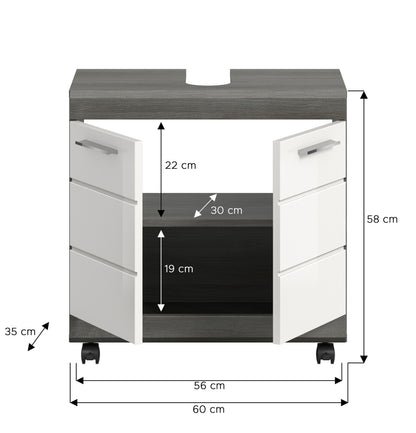 Homes & Jones Waschbeckenunterschrank auf Rollen, Schrank easy to handle