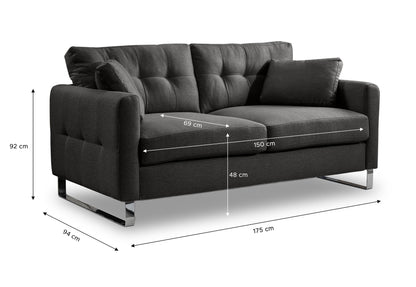 Canapé 2 places moderne Hera – Canapé 2 places moderne avec revêtement en tissu plat