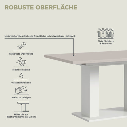 Table de salle à manger MOTION (L/H/P : env. 150/76/90 cm) en blanc/cachemire