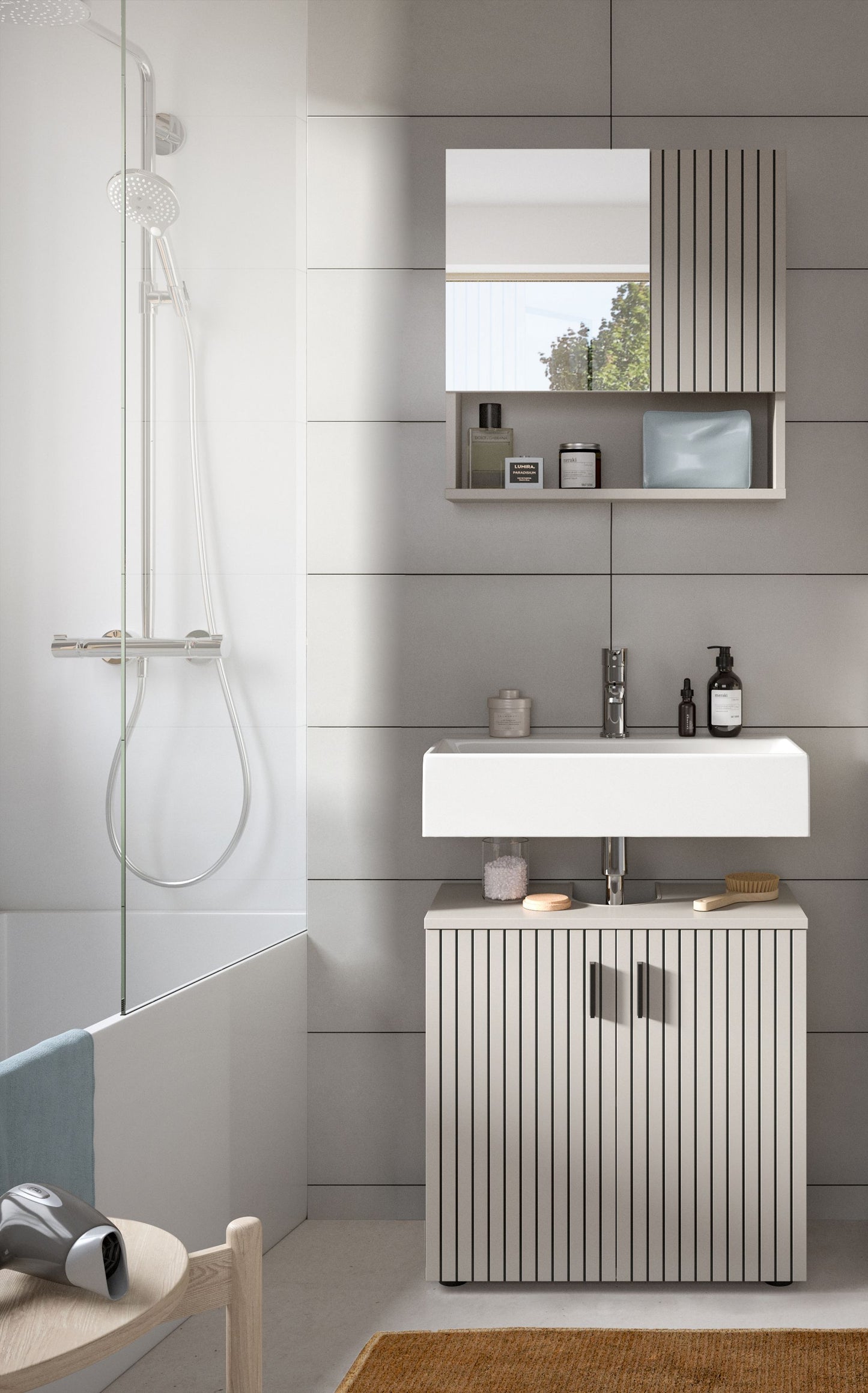Bathroom Set MONE (W/H/D: approx. 60/192/30 cm) in Cashmere/Cashmere