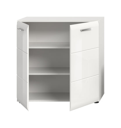 Commode ICE (L/H/P : env. 80/81/34 cm) en blanc/blanc brillant