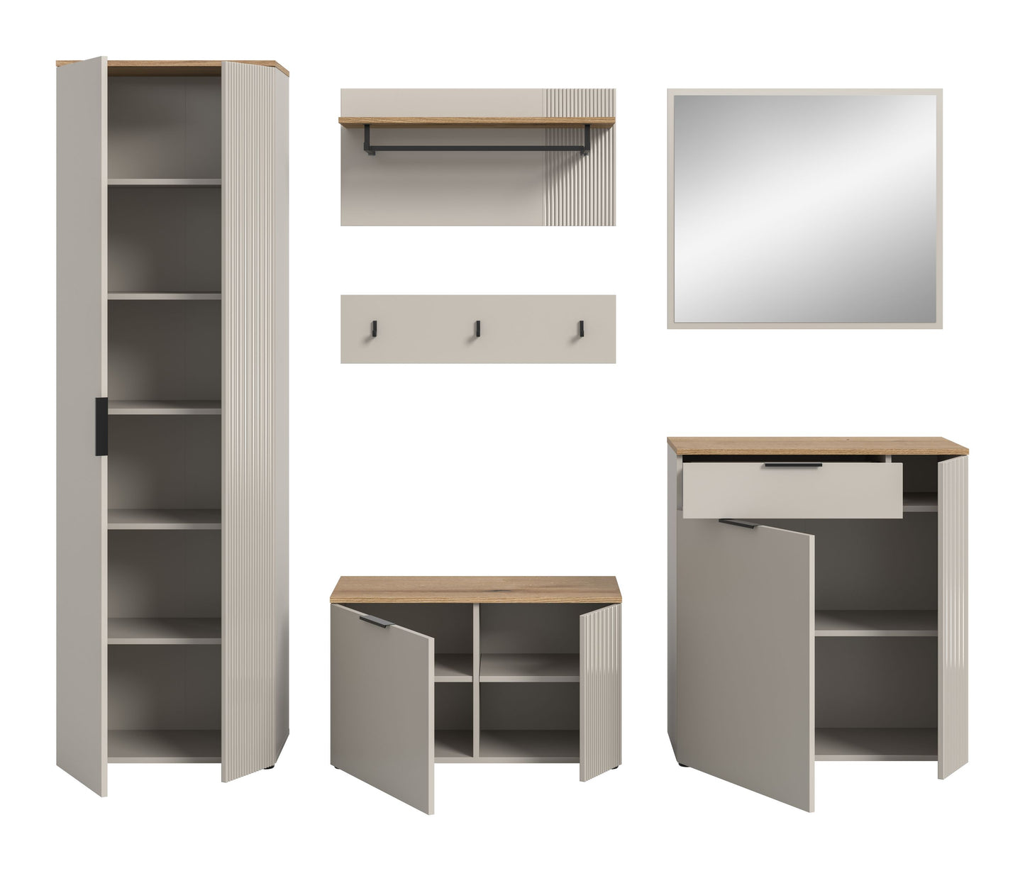 Homes & Jones Garderoben Set 6-tlg., Garderobenkomplettset, Dielen-Flurmöbel
